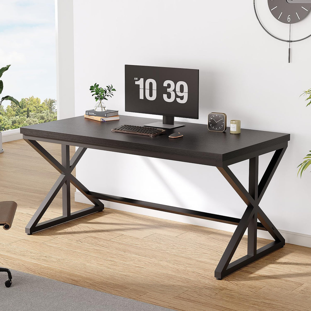 Black 47 Inch Wooden Metal Office Desk R232722
