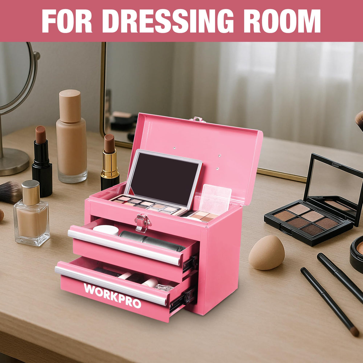 Portable Mini Metal Tool Box with 2 Drawers R43739