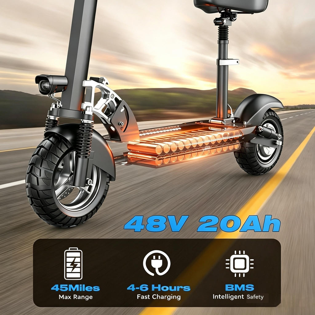 800W 45 Mile Range 25 Mph Foldable Electric Scooter with Seat F4338