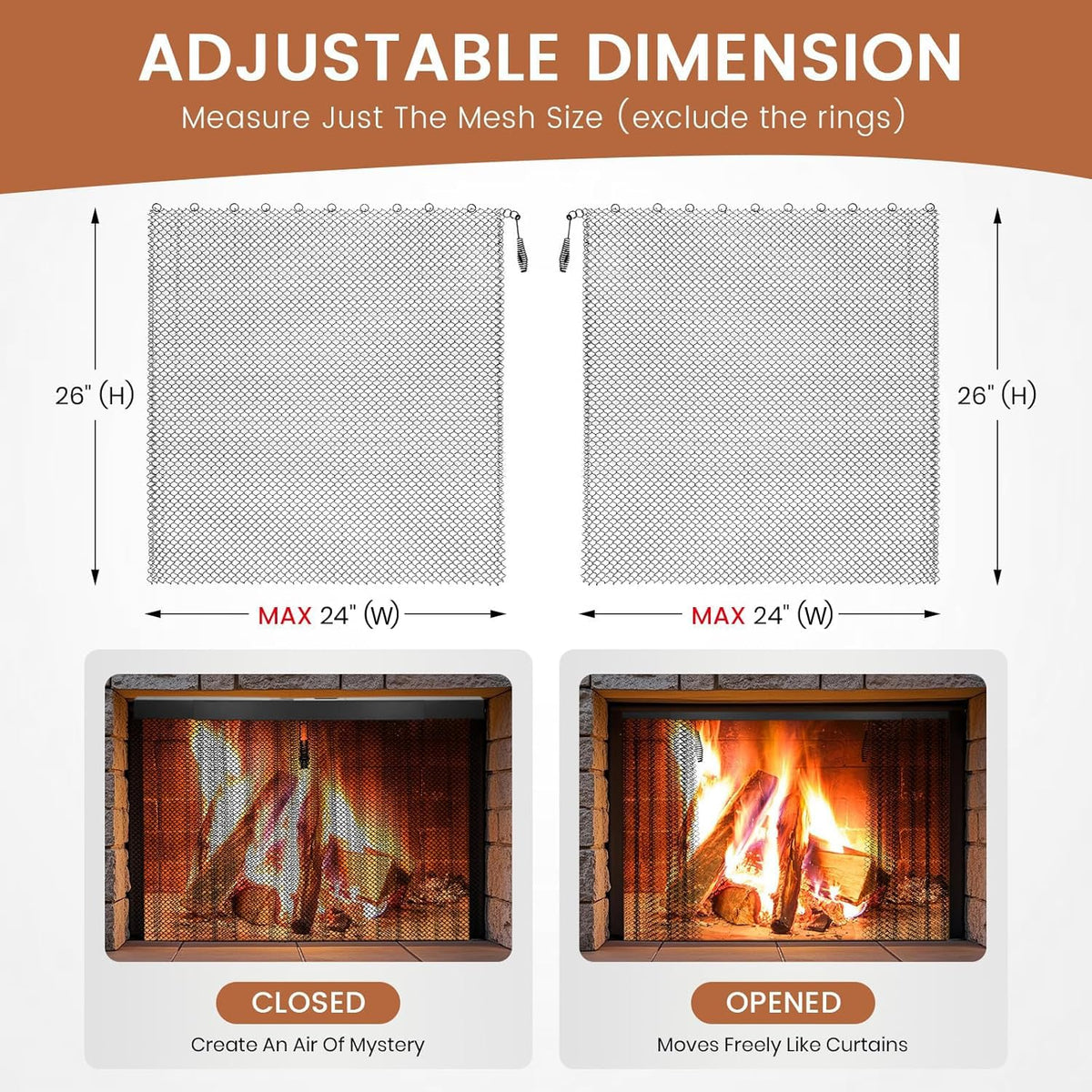 26x24 Inch 2 Pcs Fireplace Screen Mesh L889494