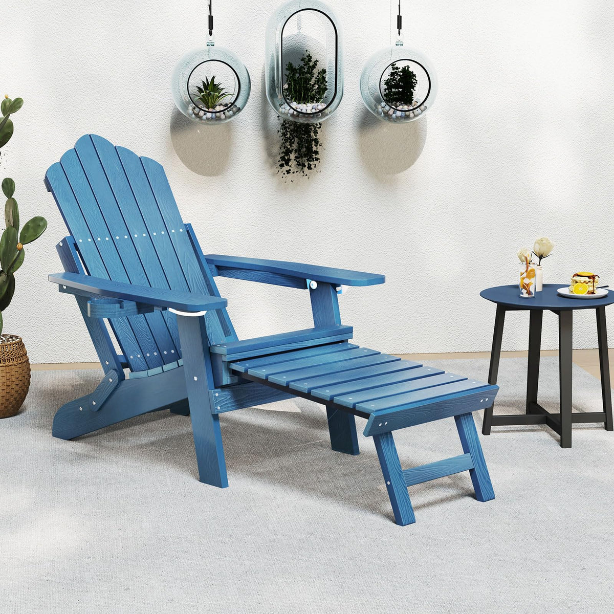 Folding Adirondack Chair with Adjustable Backrest and Ottoman C395518