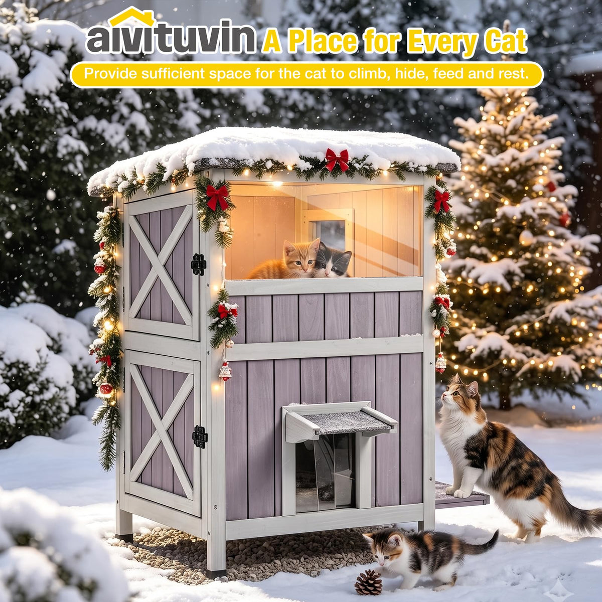 2-Story Heated Waterproof Cat House R745256