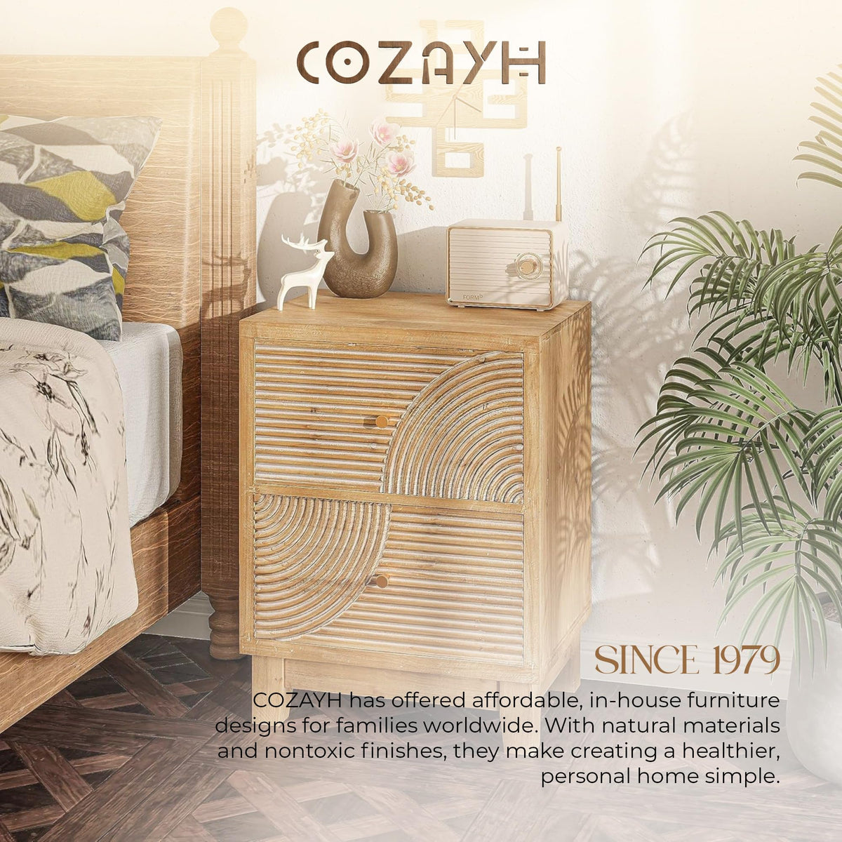 2 Drawer Wood Nightstand C3645
