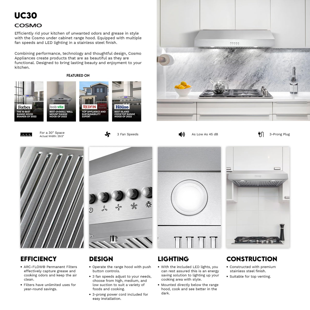 29.5 in. Ducted Under Cabinet Range Hood N33461