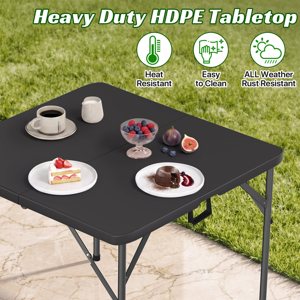 34" Square Folding Table, Black L283067