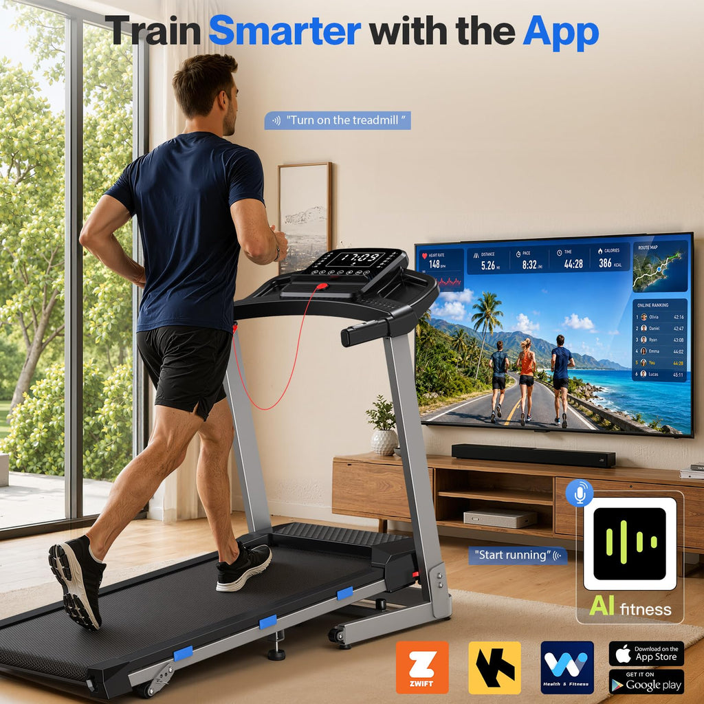 Foldable Treadmill with 10% Incline 400 LBS Capacity D86538