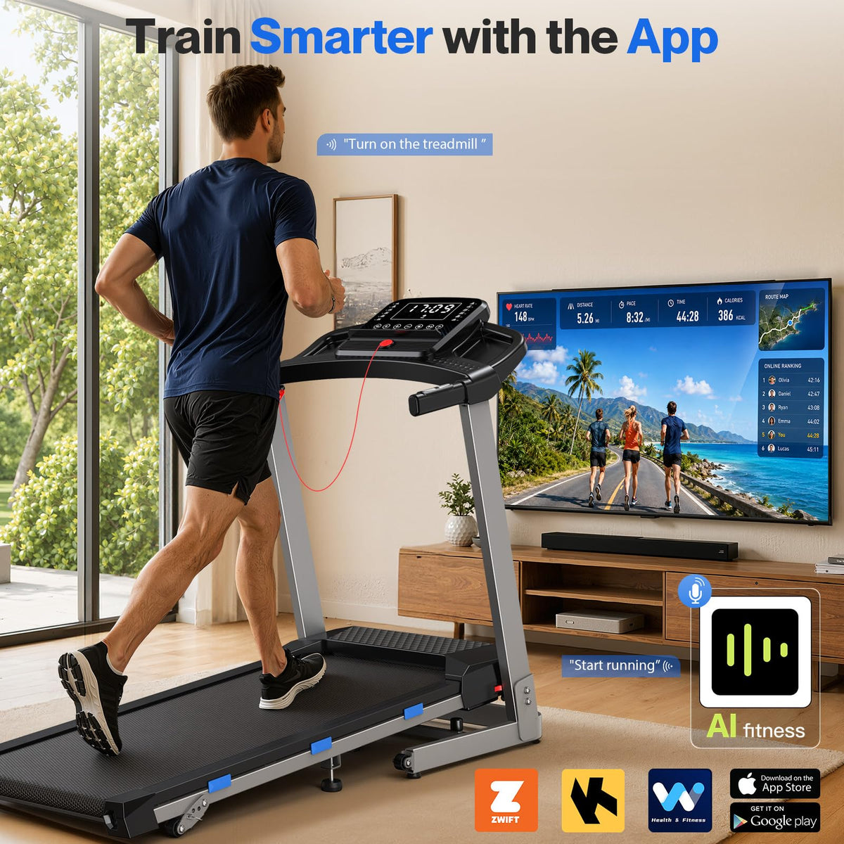 Foldable Treadmill with 10% Incline 400 LBS Capacity D86538