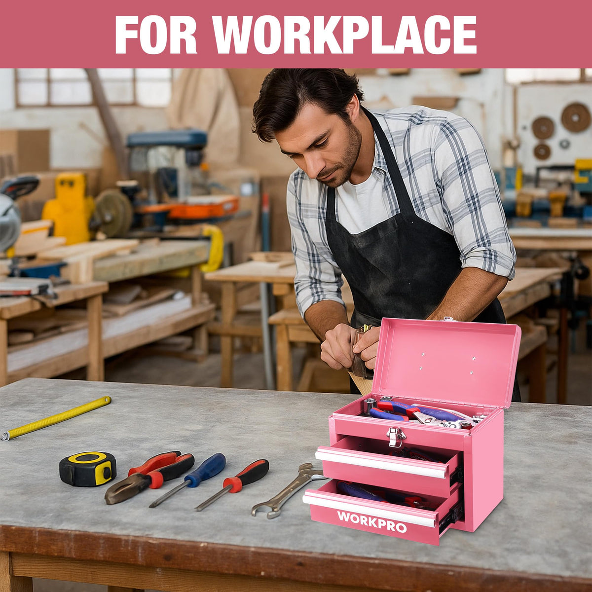 Portable Mini Metal Tool Box with 2 Drawers R43739
