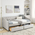 Beige Twin Size Upholstered Daybed with Drawers T887968