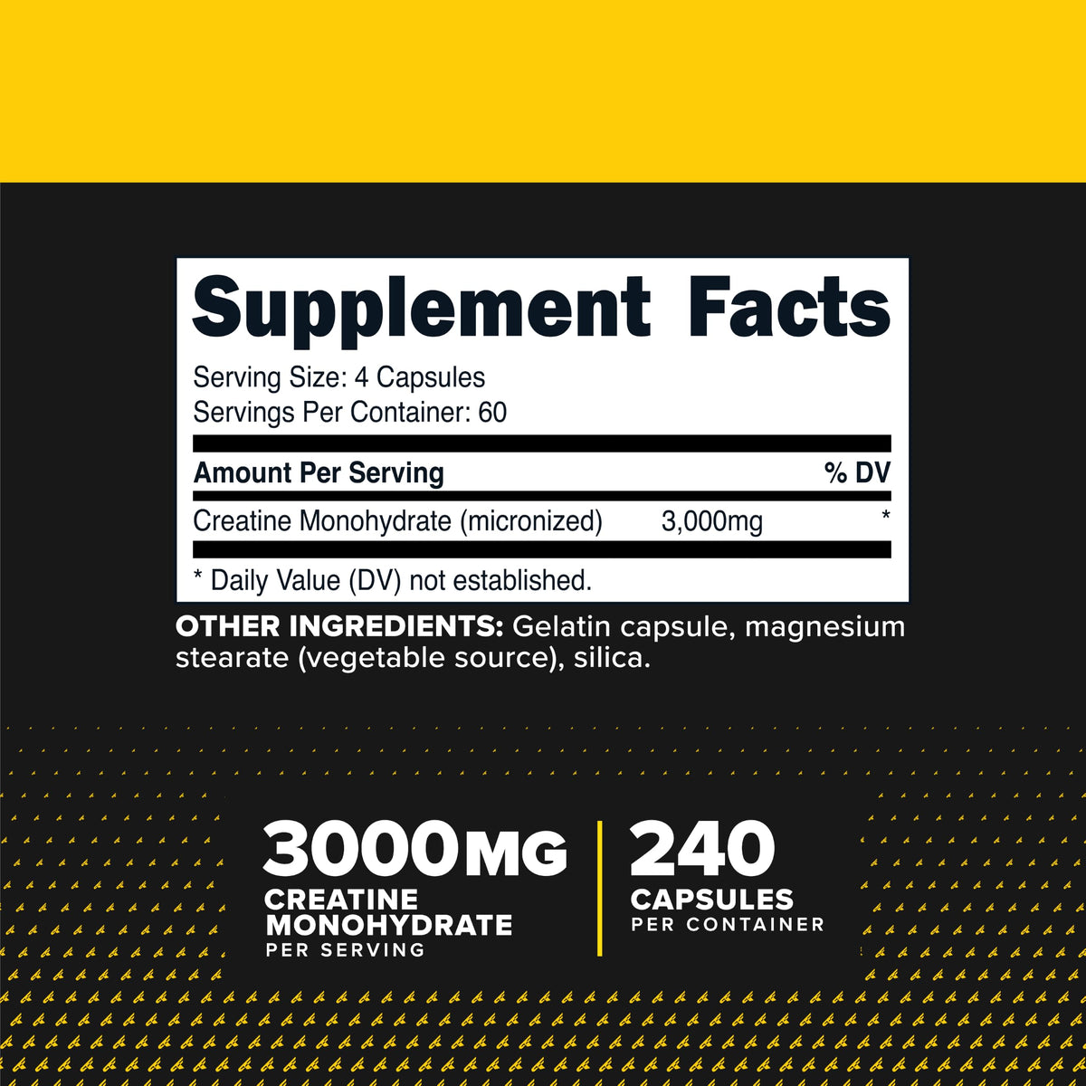 Creatine Monohydrate Capsules 3,000mg 240 Capsules S643011