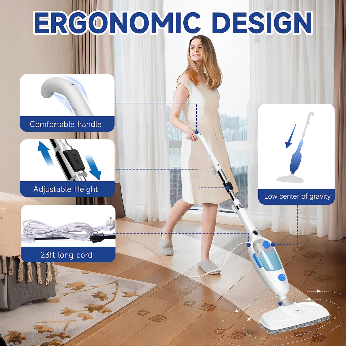 10in1 Handheld Steam Mop with 2 pad L8097