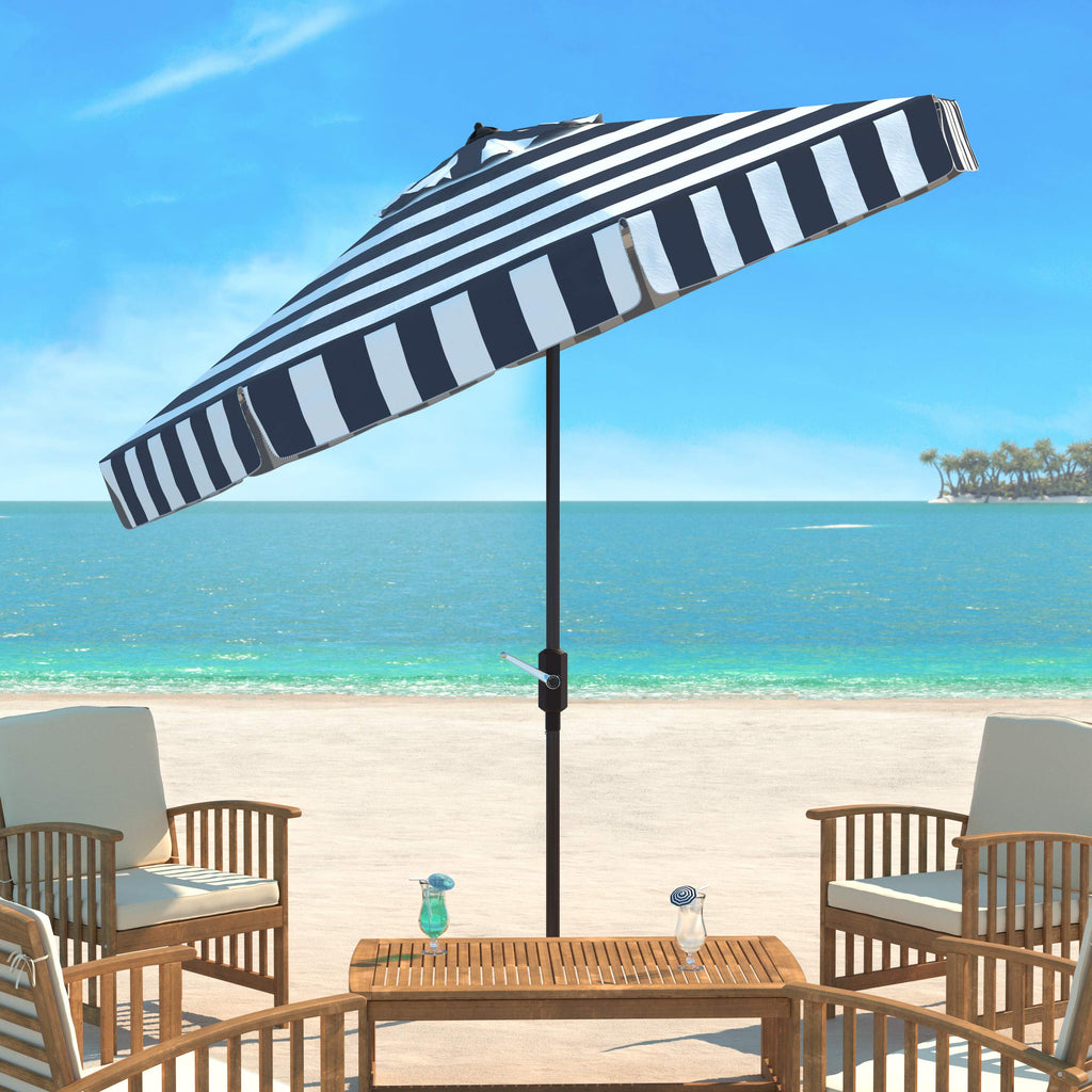 9 ft Navy White Patio Umbrella S81398
