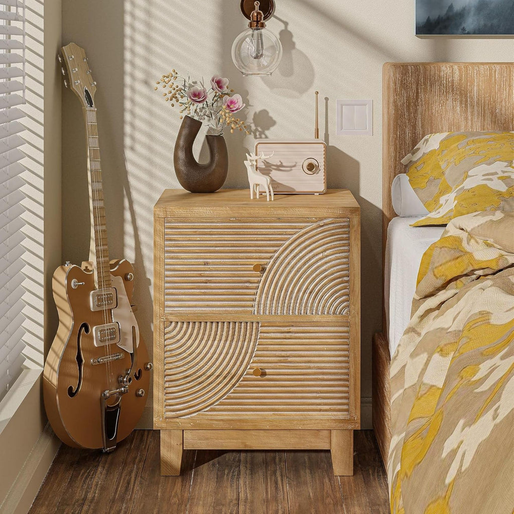 2 Drawer Wood Nightstand C3645