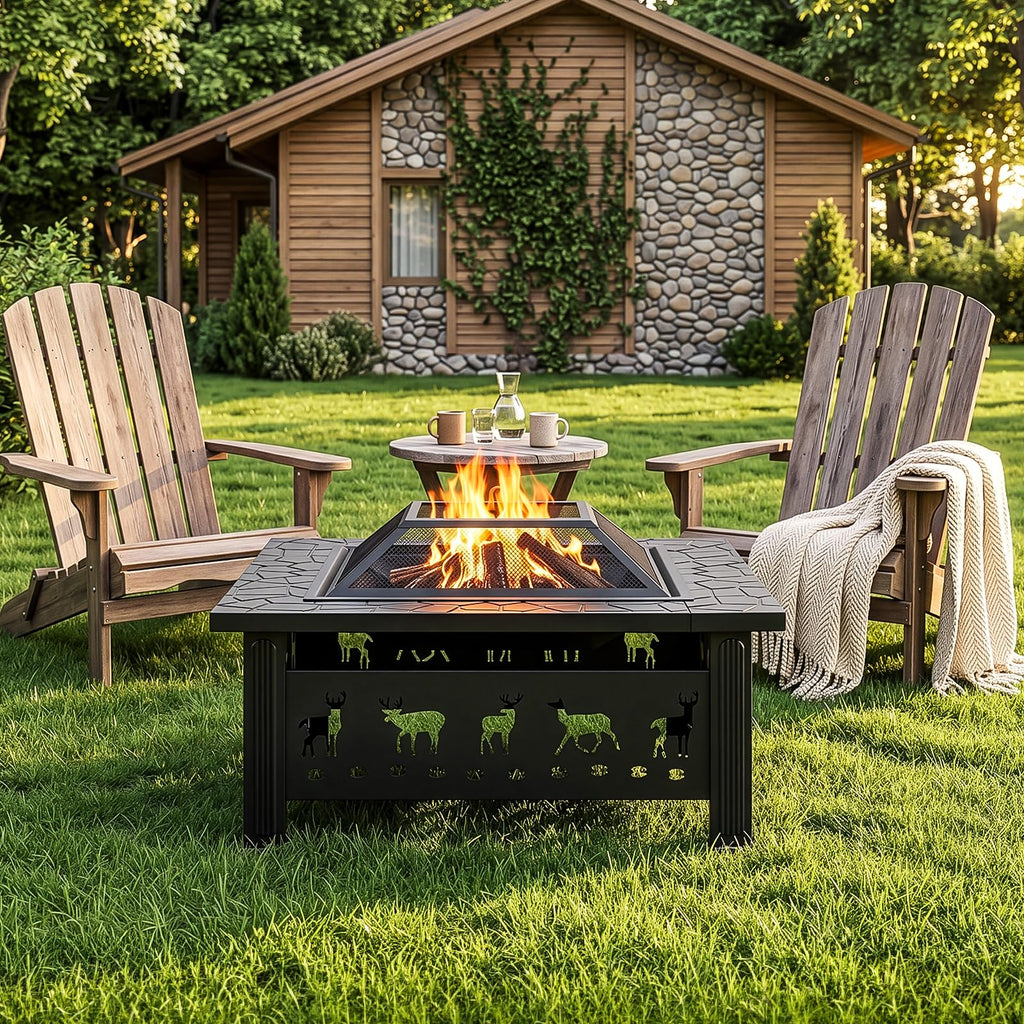 32 Inch Black Wrought Iron Wood Burning Fire Pit D290764