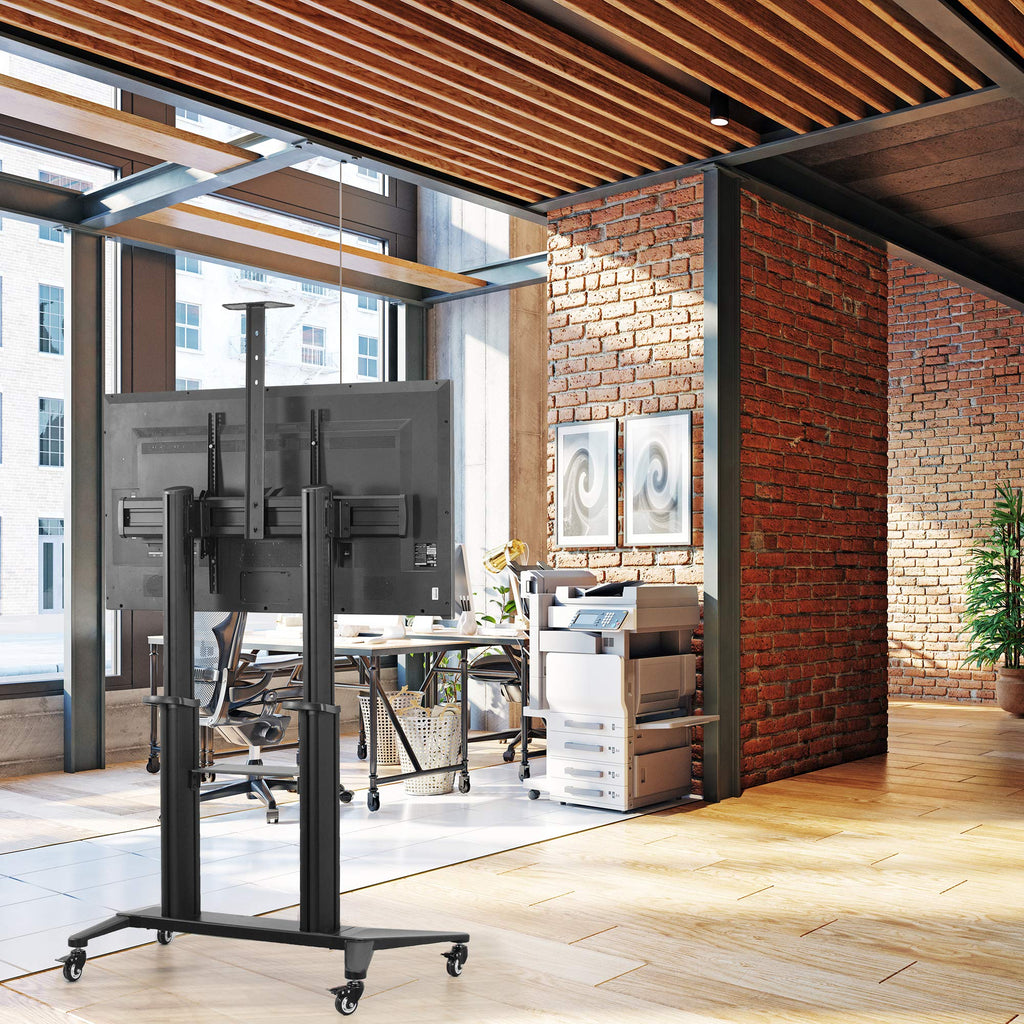Aluminum Mobile TV Cart for 32 to 120 inch Screens up to 308 lbs, Black E2285