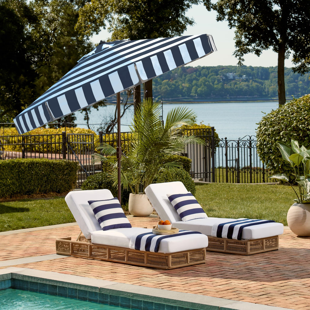 9 ft Navy White Patio Umbrella S81398